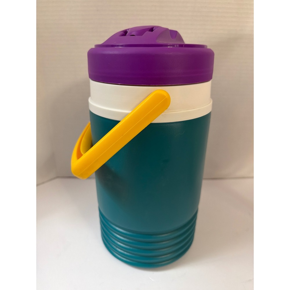 Igloo Retro Collection 1/2 Half Gallon Water Jug Cooler Teal‎ White Purple EIC
